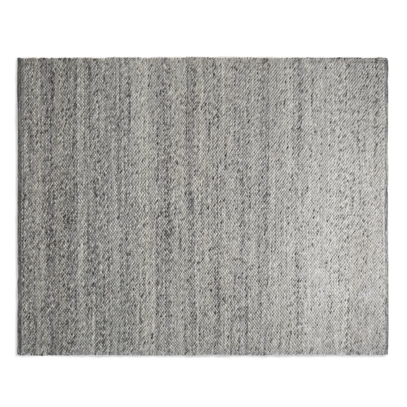 The eight by ten foot Sinder Rug from Blu Dot in Grey handwoven wool