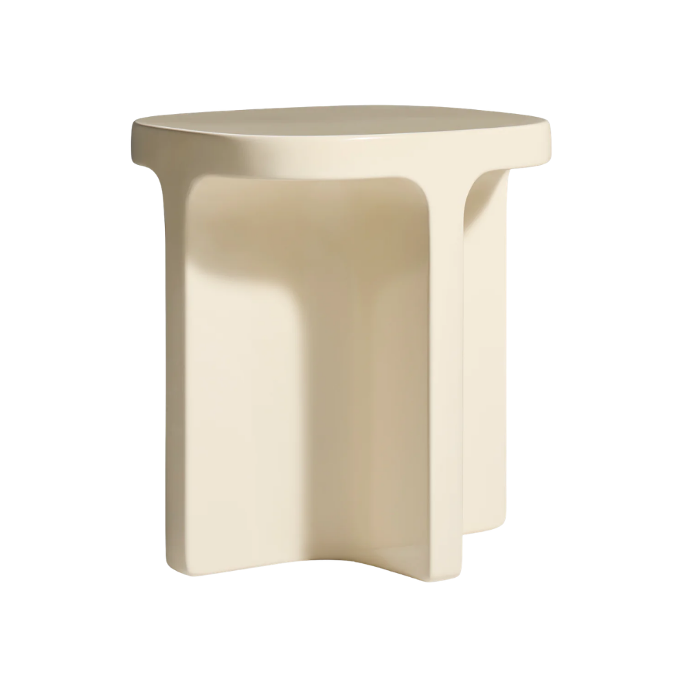 The ivory Small Talk Tall Side Table from bludot with an angle.