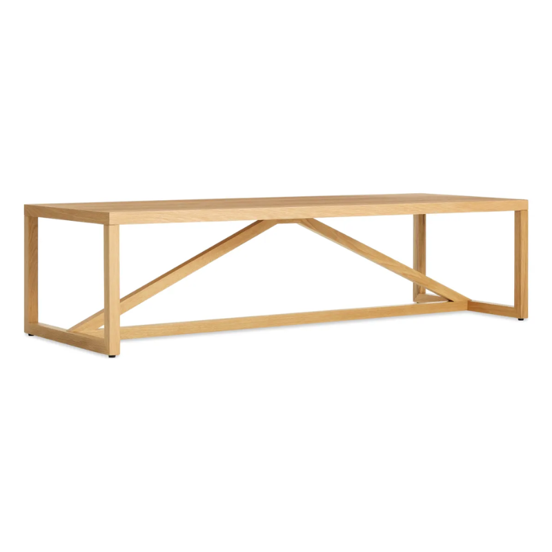 The Strut Wood Coffee Table from Blu Dot from an angle.