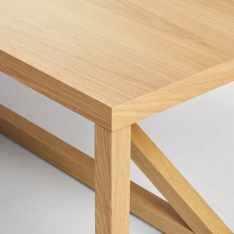 The Strut Wood Coffee Table from Blu Dot close up.