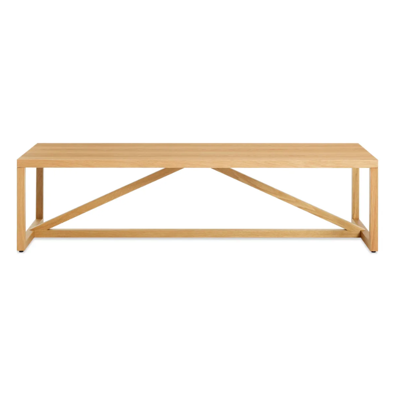 The Strut Wood Coffee Table from Blu Dot from a high angle.