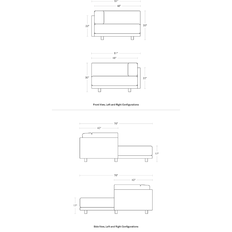 The Sunday Chaise by Blu Dot dimensions.