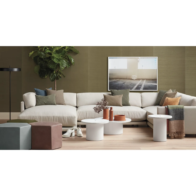 The left Sunday Chaise by Blu Dot in a lounge.