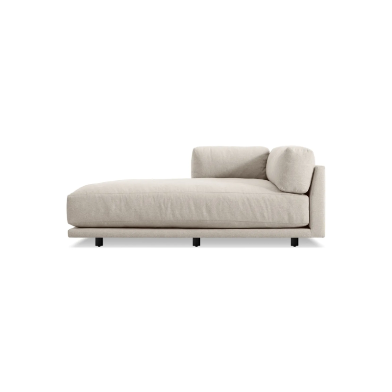 The left Sunday Chaise by Blu Dot in sanford linen.