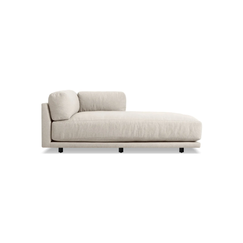 The right Sunday Chaise by Blu Dot in sanford linen.