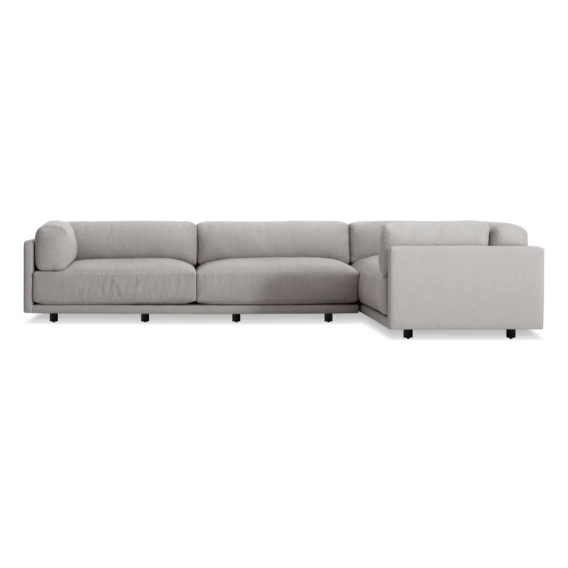The Sunday L Sectional Sofa by Blu Dot in agnew grey with right chaise.