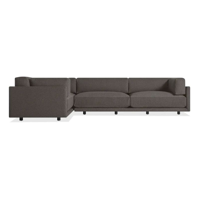 The Sunday L Sectional Sofa by Blu Dot in kelso charcoal with left chaise.
