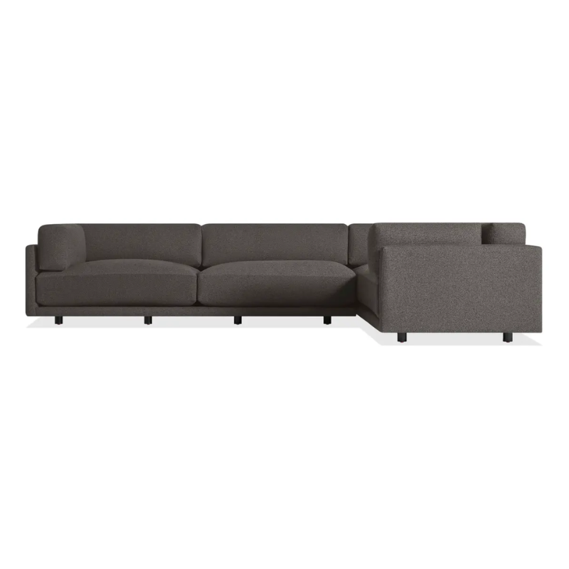 The Sunday L Sectional Sofa by Blu Dot in kelso charcoal with right chaise.