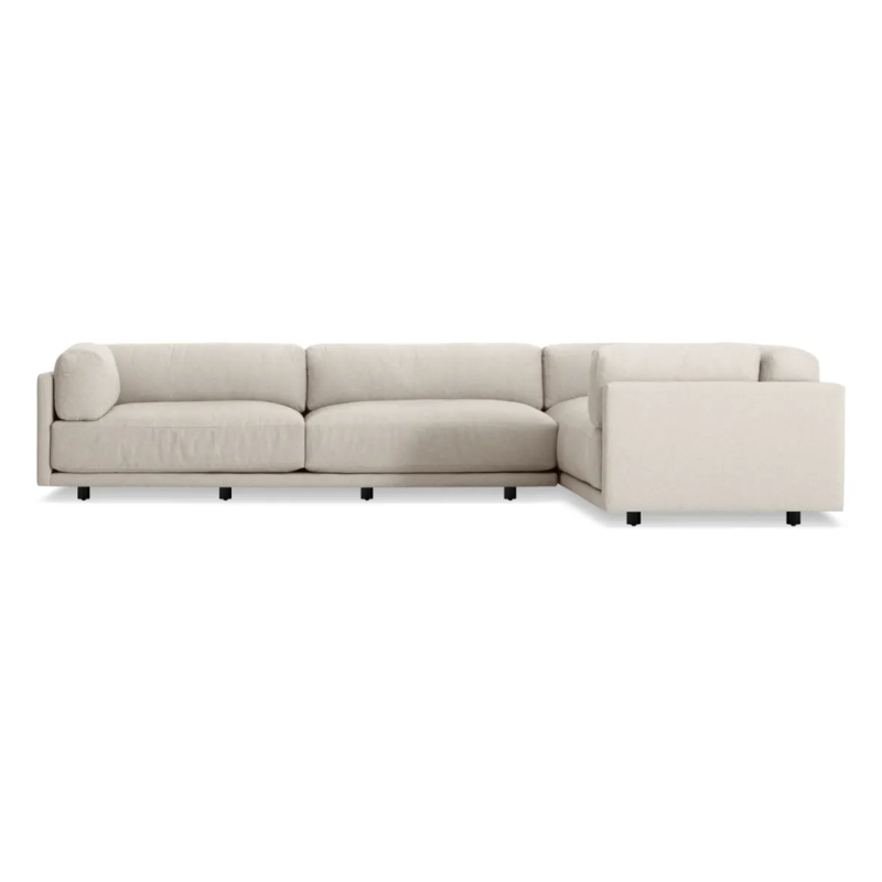 The Sunday L Sectional Sofa by Blu Dot in sanford linen with right chaise.