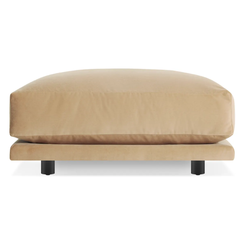 The Sunday Small Ottoman from Blu Dot in camel velvet.
