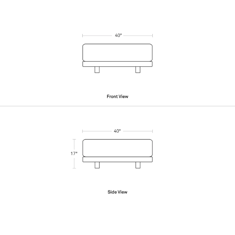 The Sunday Small Ottoman from Blu Dot dimensions.