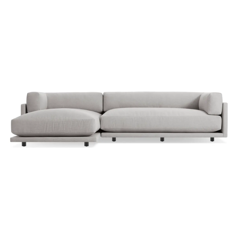 The Sunday Small Sofa with Chaise by Blu Dot in agnew grey with left chaise.