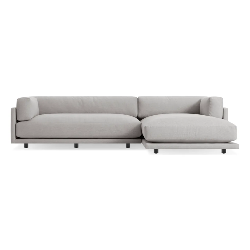 The Sunday Small Sofa with Chaise by Blu Dot in agnew grey with right chaise.