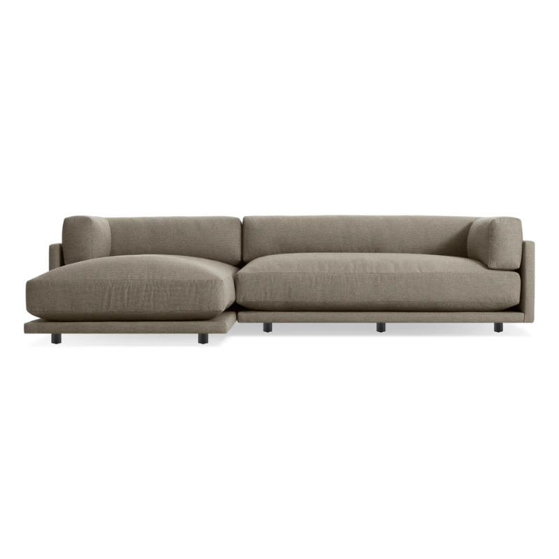 The Sunday small Sofa with Chaise by Blu Dot in sanford black with left chaise.