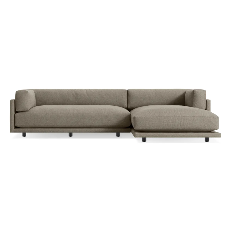 The Sunday small Sofa with Chaise by Blu Dot in sanford black with right chaise.