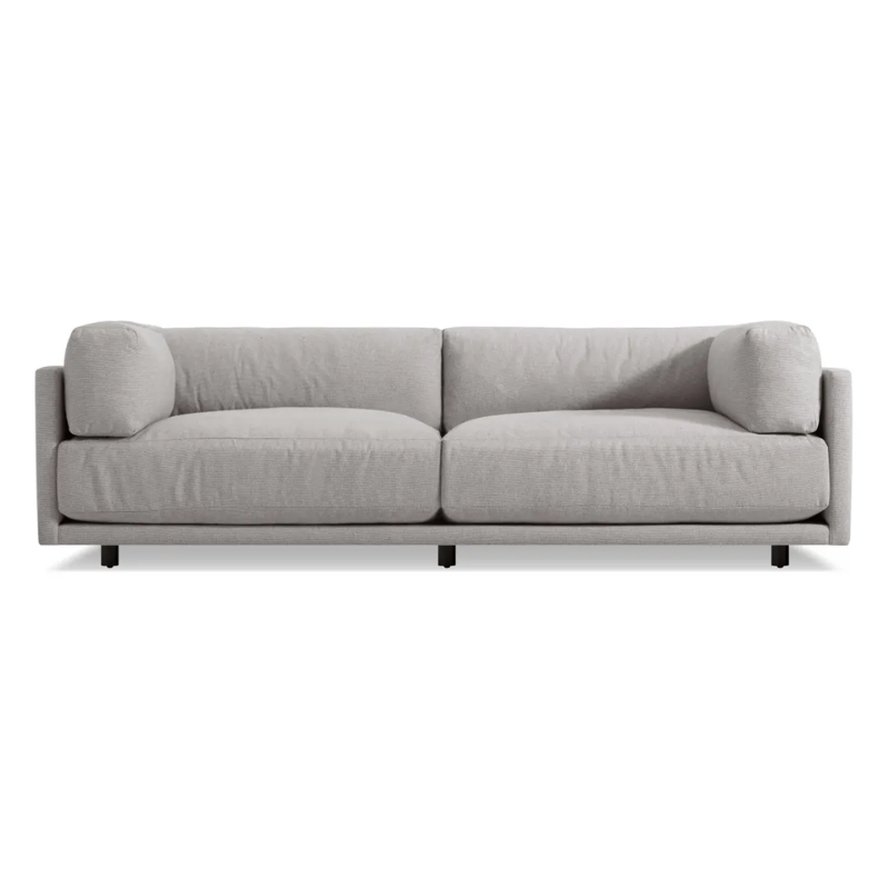 The Sunday 102 inch Sofa from Blu Dot in agnew grey.