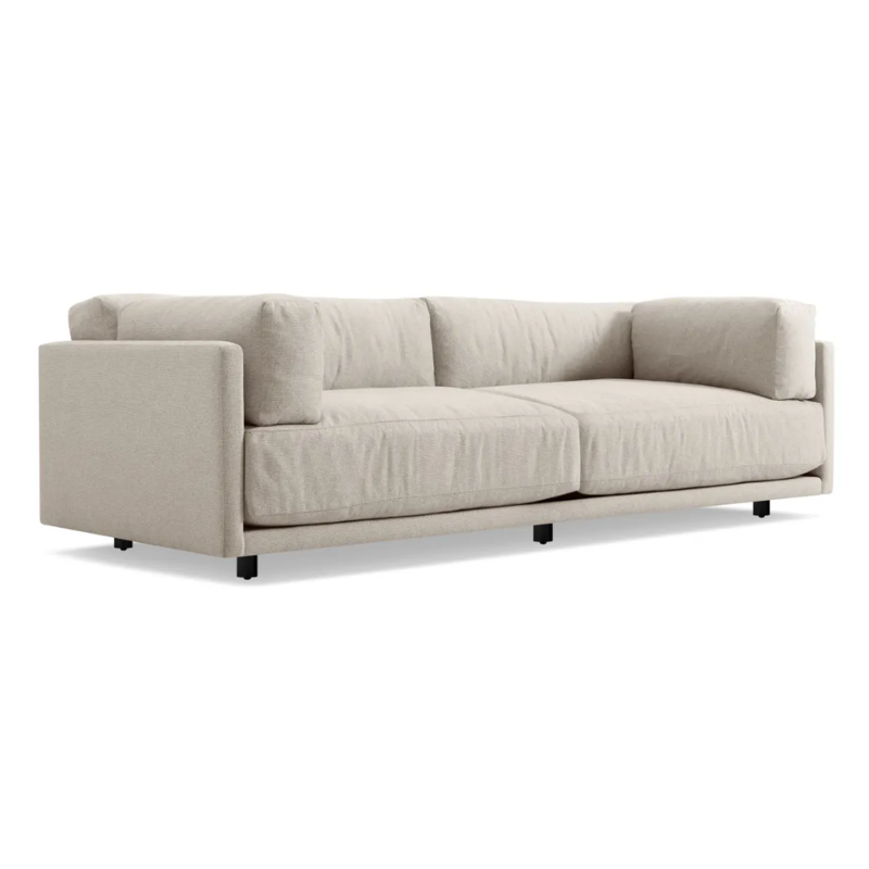 The Sunday 102 inch Sofa from Blu Dot in sanford linen side view.