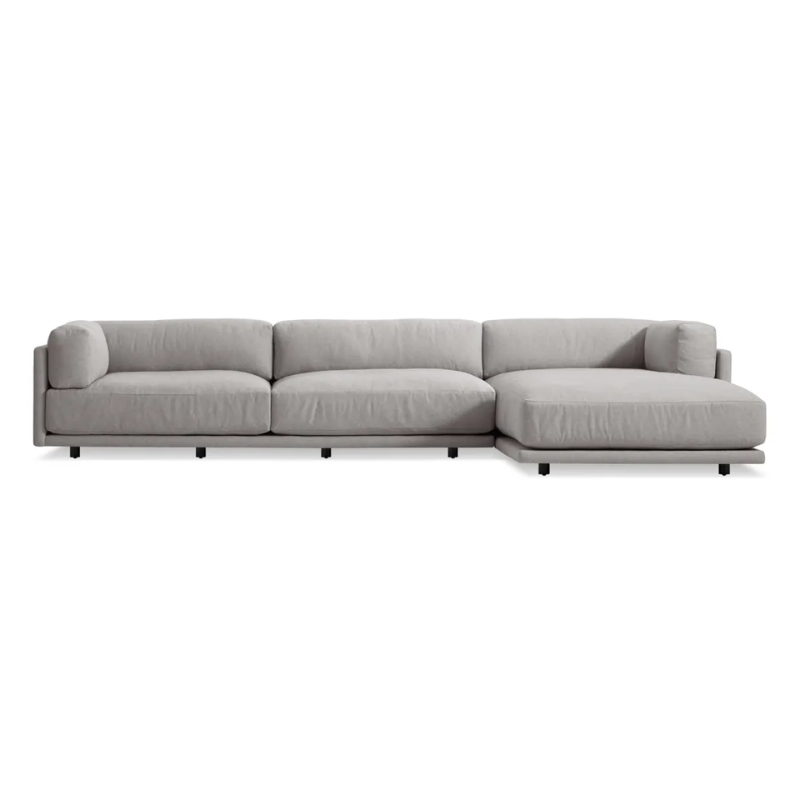 The Sunday Sofa with Chaise by Blu Dot in agnew grey with right chaise.