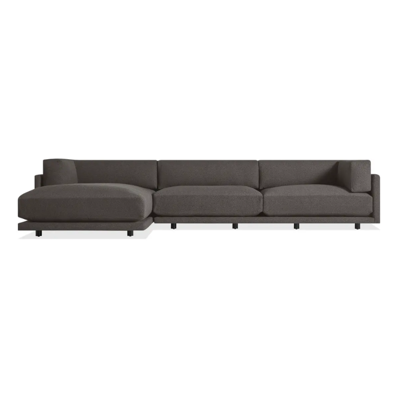 The Sunday Sofa with Chaise by Blu Dot in kelso charcoal with left chaise.