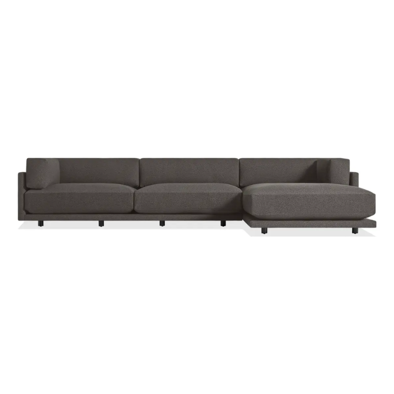 The Sunday Sofa with Chaise by Blu Dot in kelso charcoal with right chaise.
