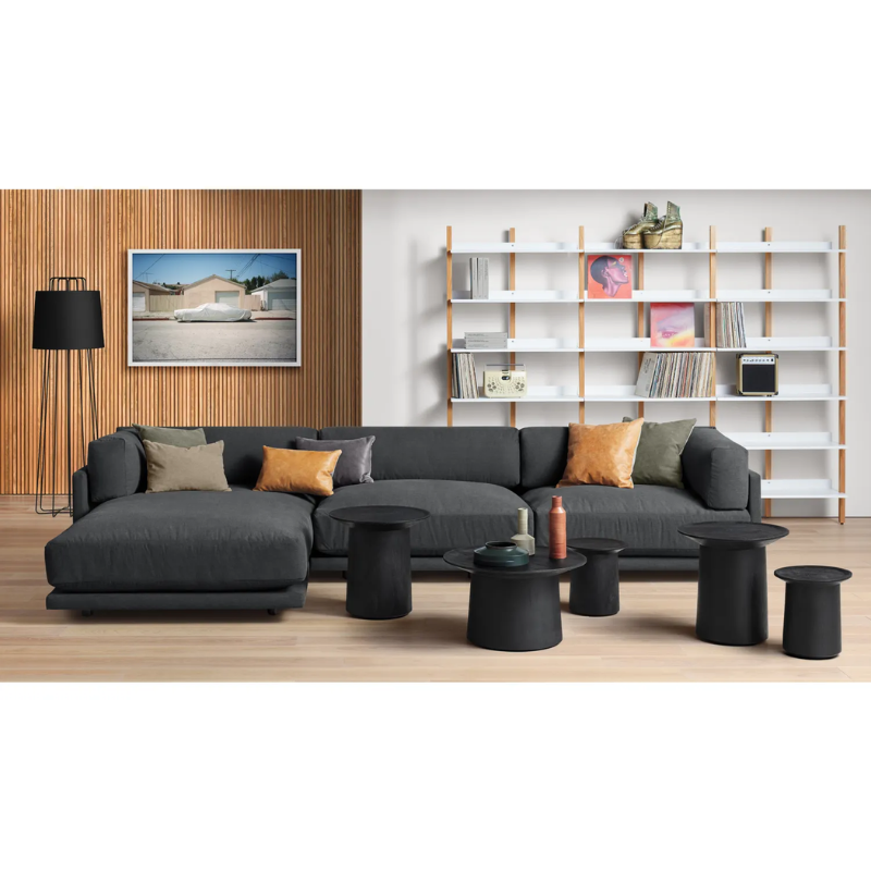 The Sunday Small Sofa with Chaise by Blu Dot in a lounge.