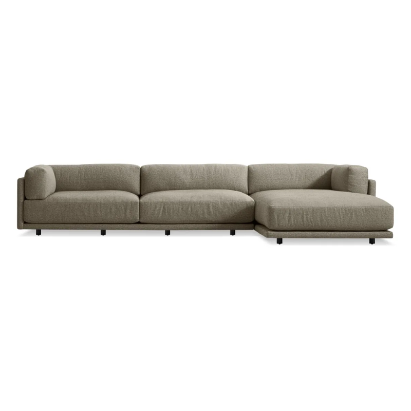 The Sunday Sofa with Chaise by Blu Dot in sanford black with right chaise.