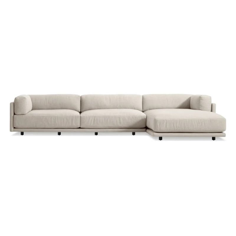 The Sunday Sofa with Chaise by Blu Dot in sanford linen with right chaise.