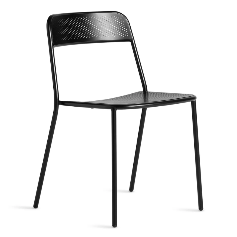 The Trim Chair from Blu Dot in black from an angle.