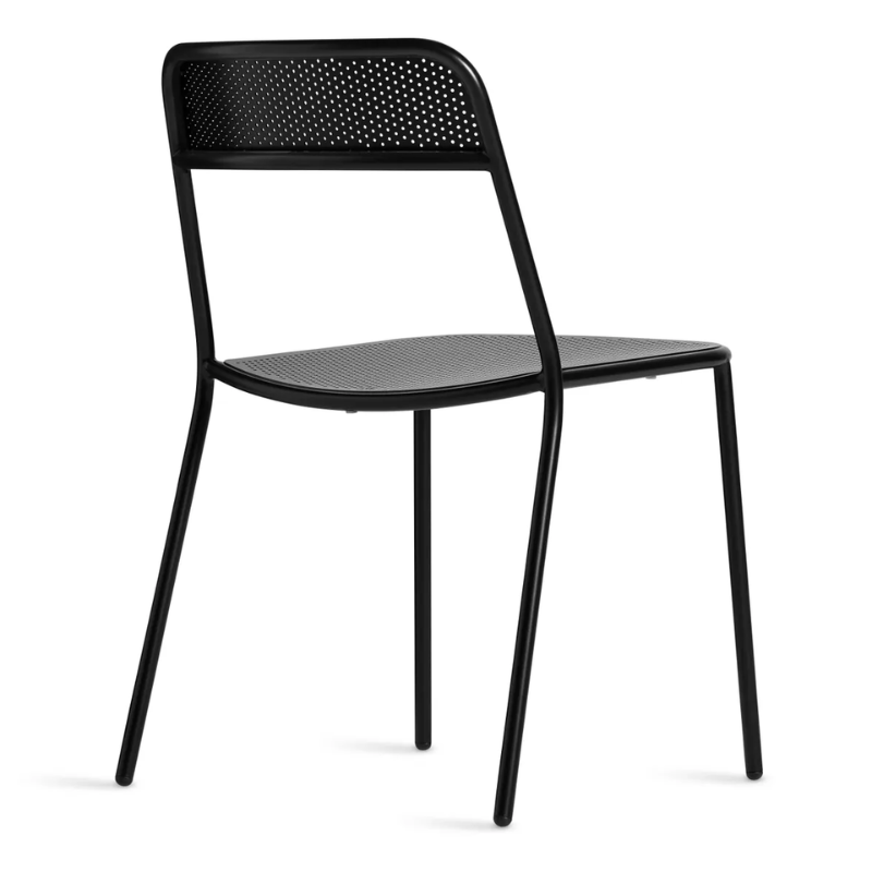 The Trim Chair from Blu Dot in black from the back at an angle.