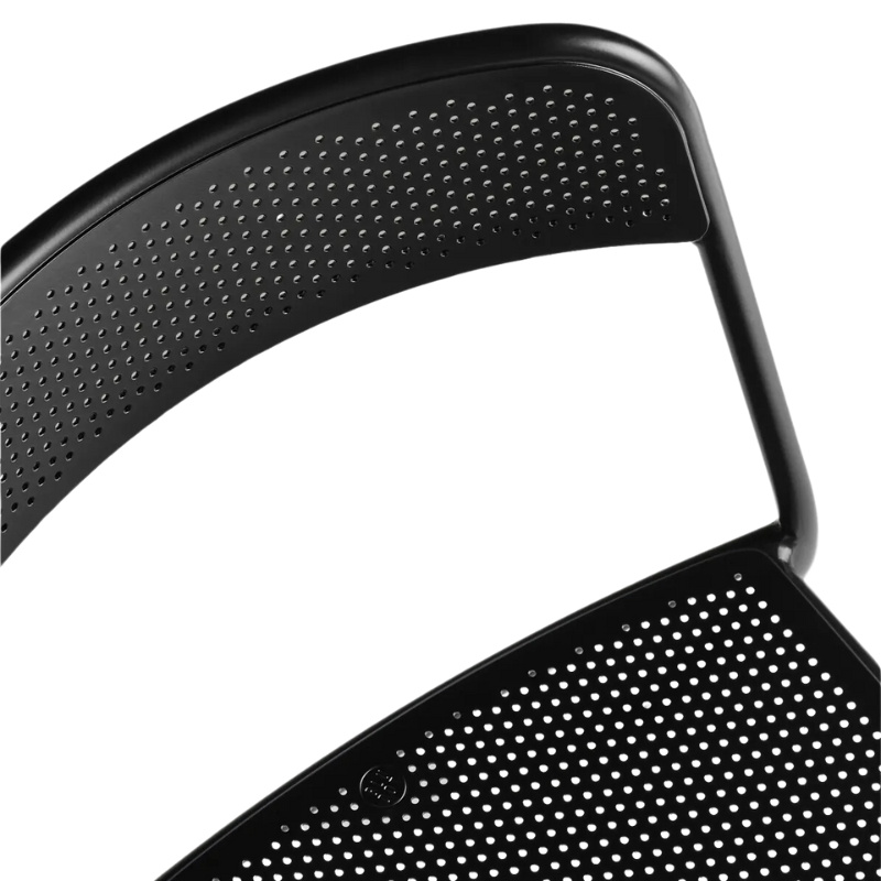 The Trim Chair from Blu Dot in black focusing on the seat.