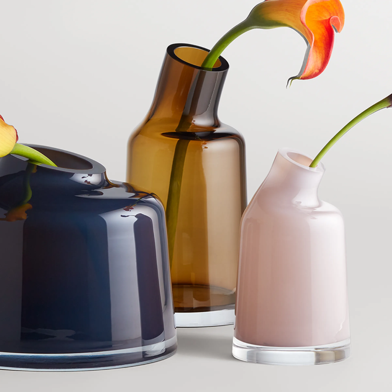 The Variant Medium Glass Vase from Blu Dot close up.