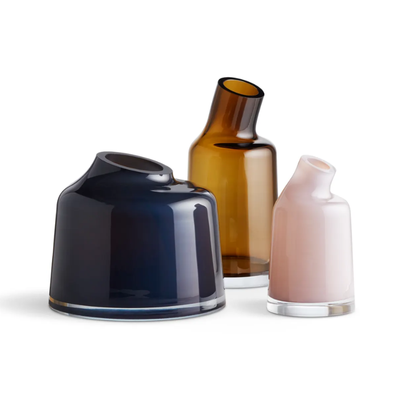 The Variant Medium Glass Vase from Blu Dot with other size vases from the collection.