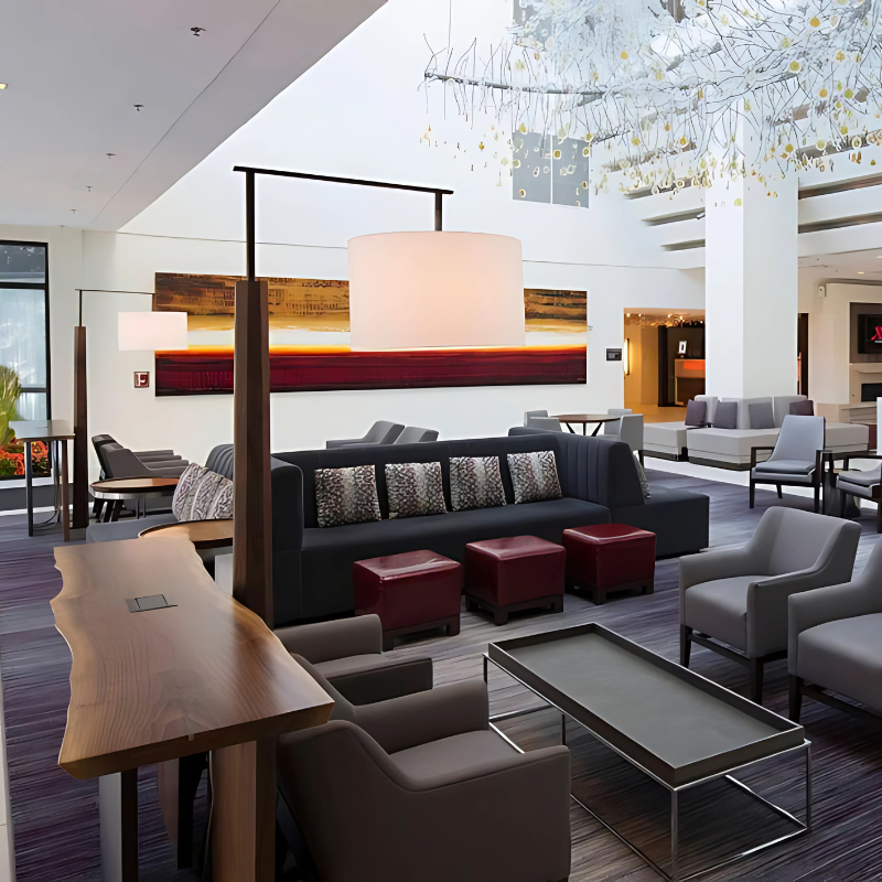 The Altus Floor Lamp from Cerno in a commercial space.