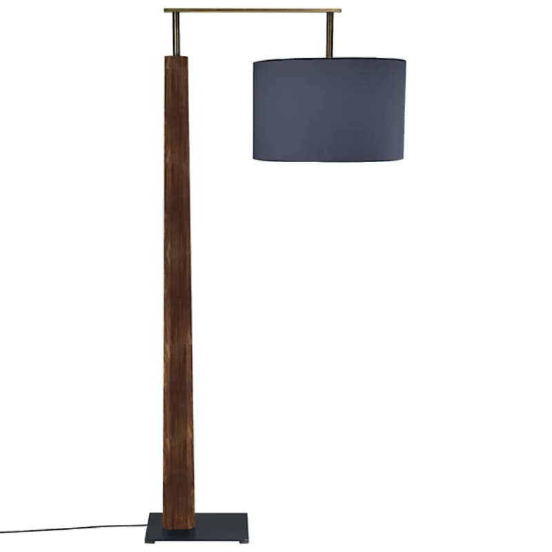 The Altus Floor Lamp from Cerno in dark stained walnut with oiled bronze metal and black amaretto shade.