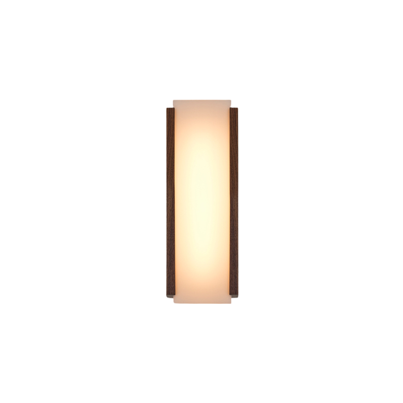 The Capio Sconce from Cerno in walnut from the front.
