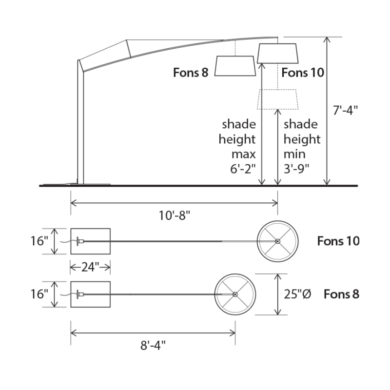 The Fons Floor Lamp from Cerno dimensions.