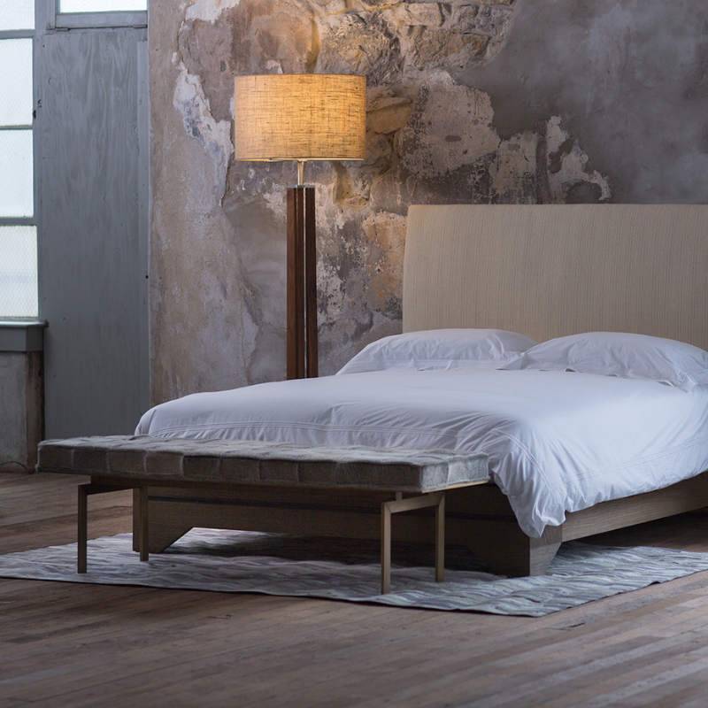 The Forma Floor Lamp from Cerno in a bedroom.