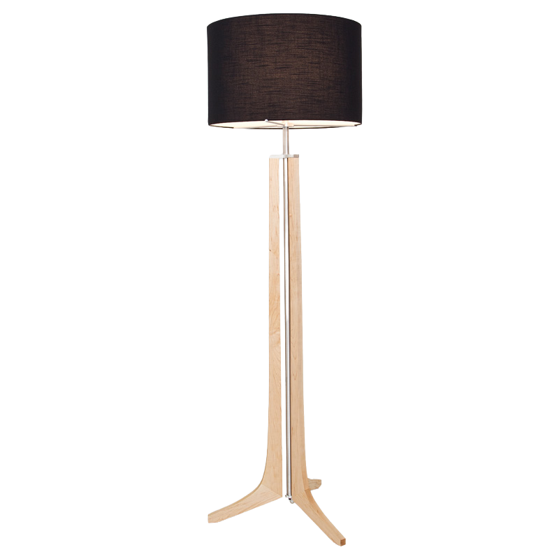 The Forma Floor Lamp from Cerno in maple with black amaretto shade.