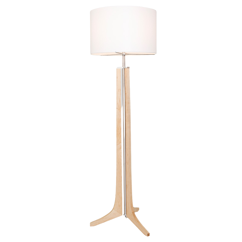 The Forma Floor Lamp from Cerno in maple with white linen shade.
