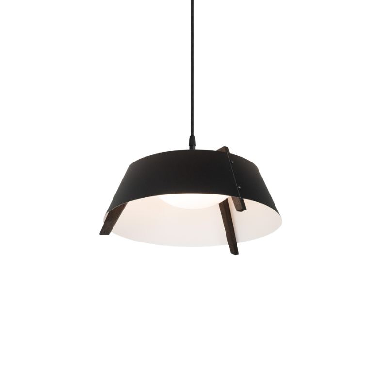 The Large Casia Pendant from Cerno with the dark stained walnut wood body.