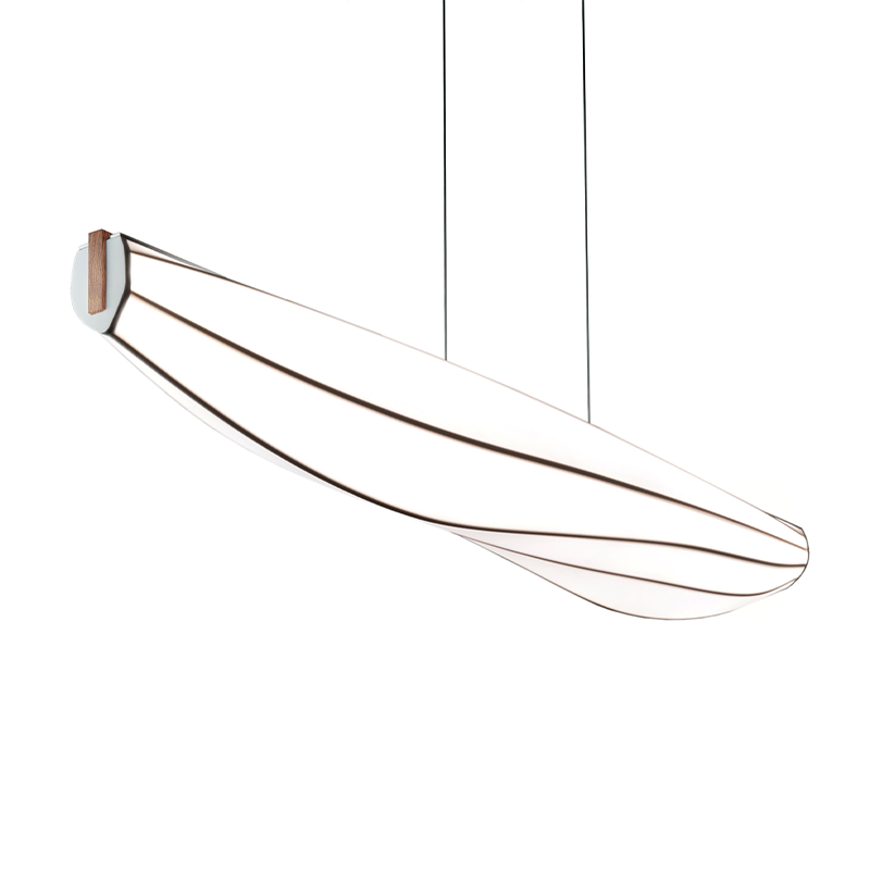 The Lenis Linear Pendant from Cerno in walnut.