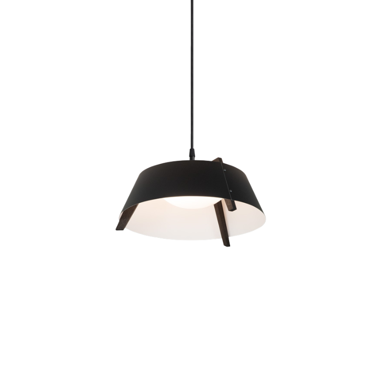 The Medium Casia Pendant from Cerno in dark stained walnut.