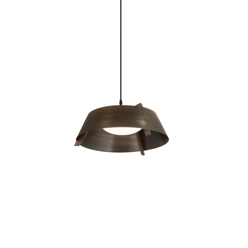 The Medium Casia Pendant from Cerno in walnut.