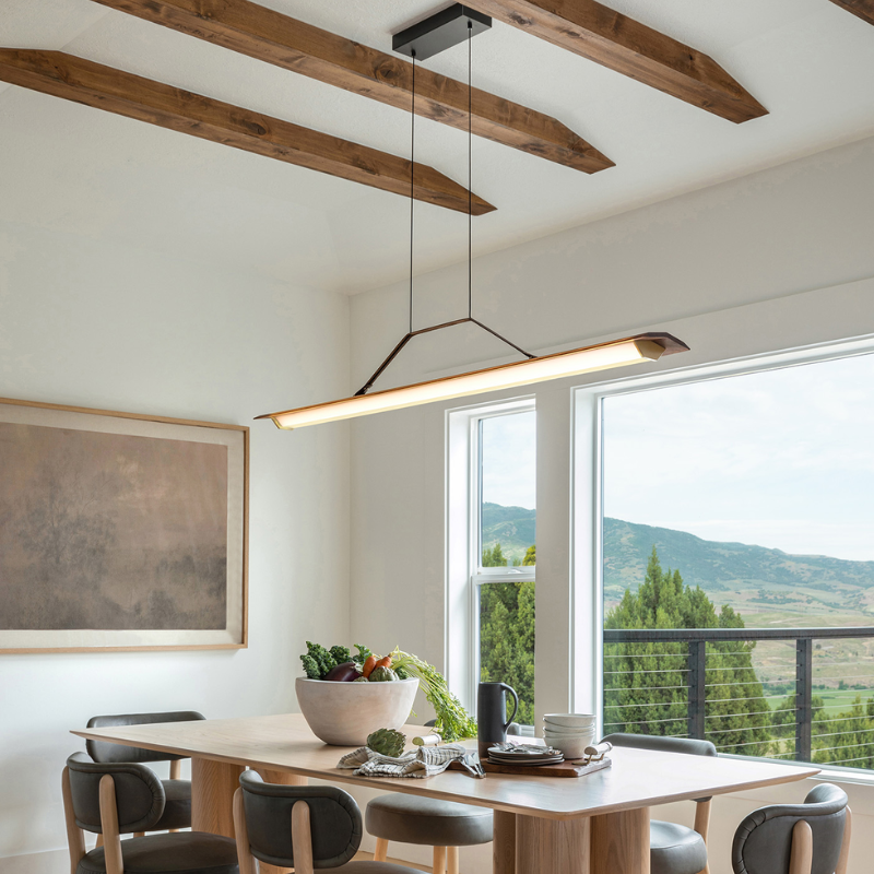 The Penna Linear Pendant from Cerno in an office.