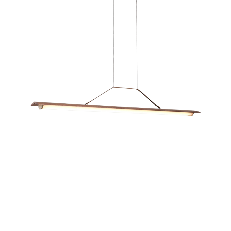 The Penna Linear Pendant from Cerno in walnut.