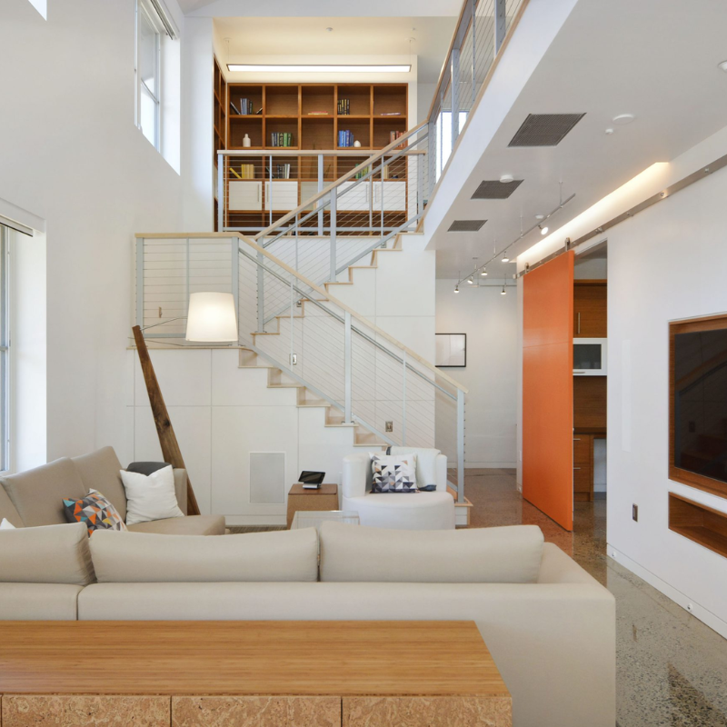 The Silva Giant Floor Lamp from Cerno in walnut in a designer home.