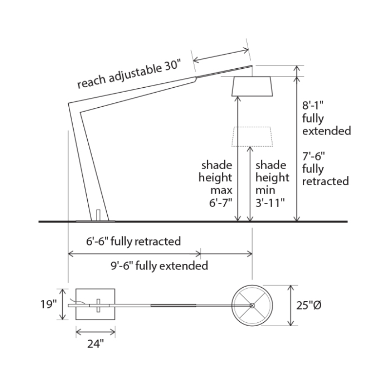 The Valeo Floor Lamp from Cerno dimensions. all-groups