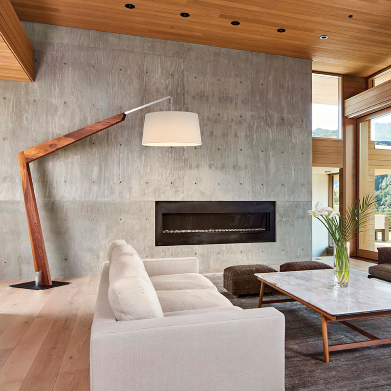 The Valeo Floor Lamp from Cerno in walnut in a living area.