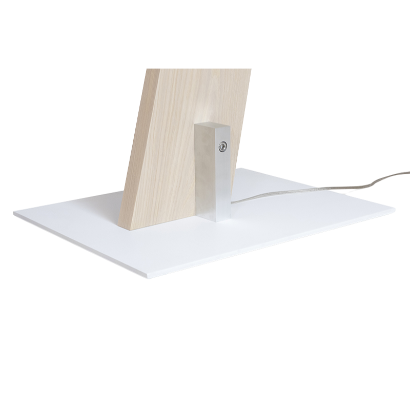 The Valeo Floor Lamp from Cerno in white washed oak focusing on the base.