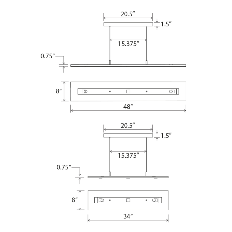 The Vix Linear Pendant from Cerno dimensions.